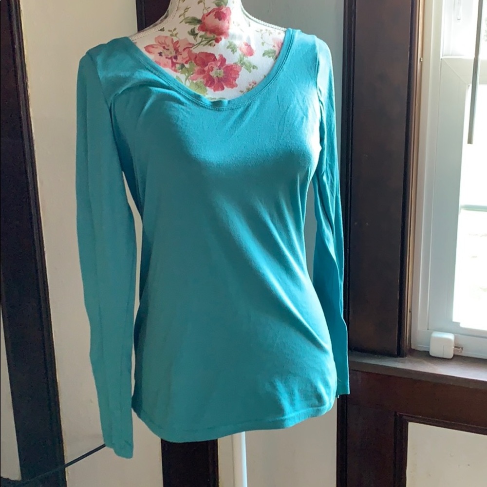 Teal long sleeve scoop back💖